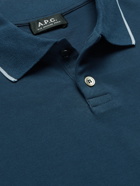 A.P.C. - Max Slim-Fit Contrast-Tipped Cotton-Piqué Polo Shirt - Blue