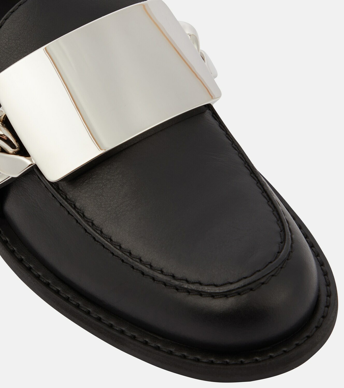 【関税込み】Gourmet Loafers - J.W. Anderson - White - Leathe JW ANDERSON White Leather Gold Oversized Chain Slide Clog