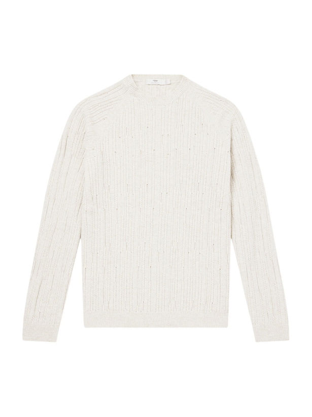 Photo: Inis Meáin - Stranded Sailor Merino Wool and Cashmere-Blend Sweater - Neutrals
