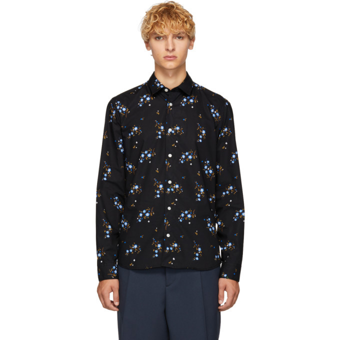 Kenzo Black Floral Urban Slim Shirt Kenzo