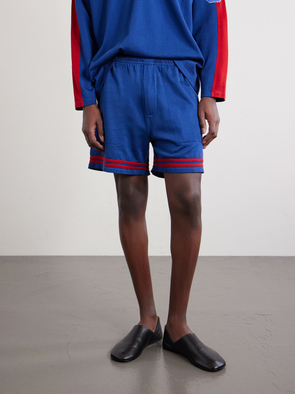 BODE - Lakewood Straight-Leg Logo-Embroidered Striped Jersey Shorts - Blue
