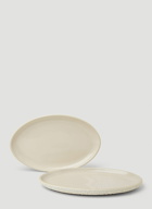 Set of Two Oval Dinner Plates in Cream