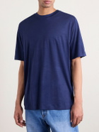 SEASE - Runner Logo-Print Merino Wool T-Shirt - Blue