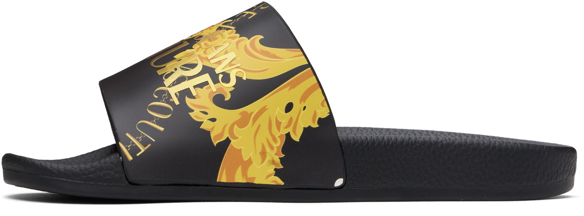 Versace Jeans Couture Black Chain Couture Pool Slides Versace