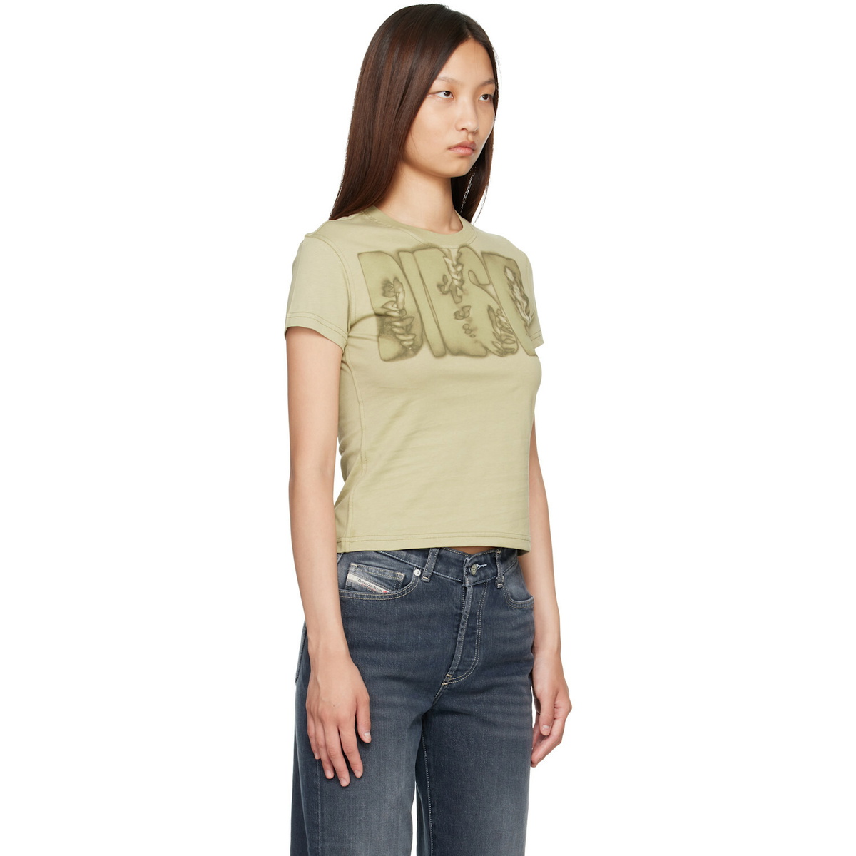 Diesel Khaki Slim Jersey Graphic Print T-shirt