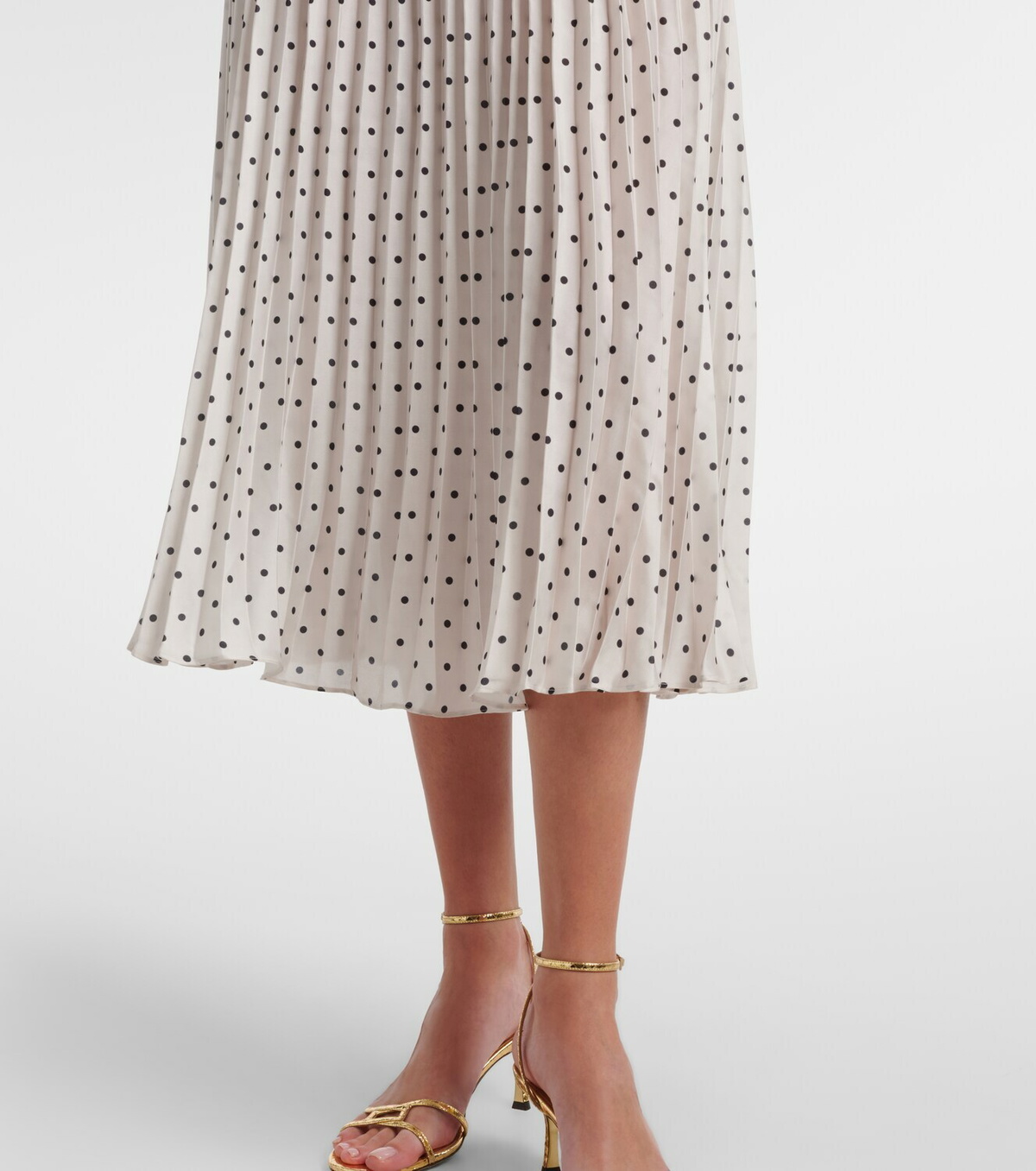 Self-Portrait Belted polka-dot pleated midi dress
