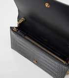 Saint Laurent Cassandre croc-effect leather chain wallet