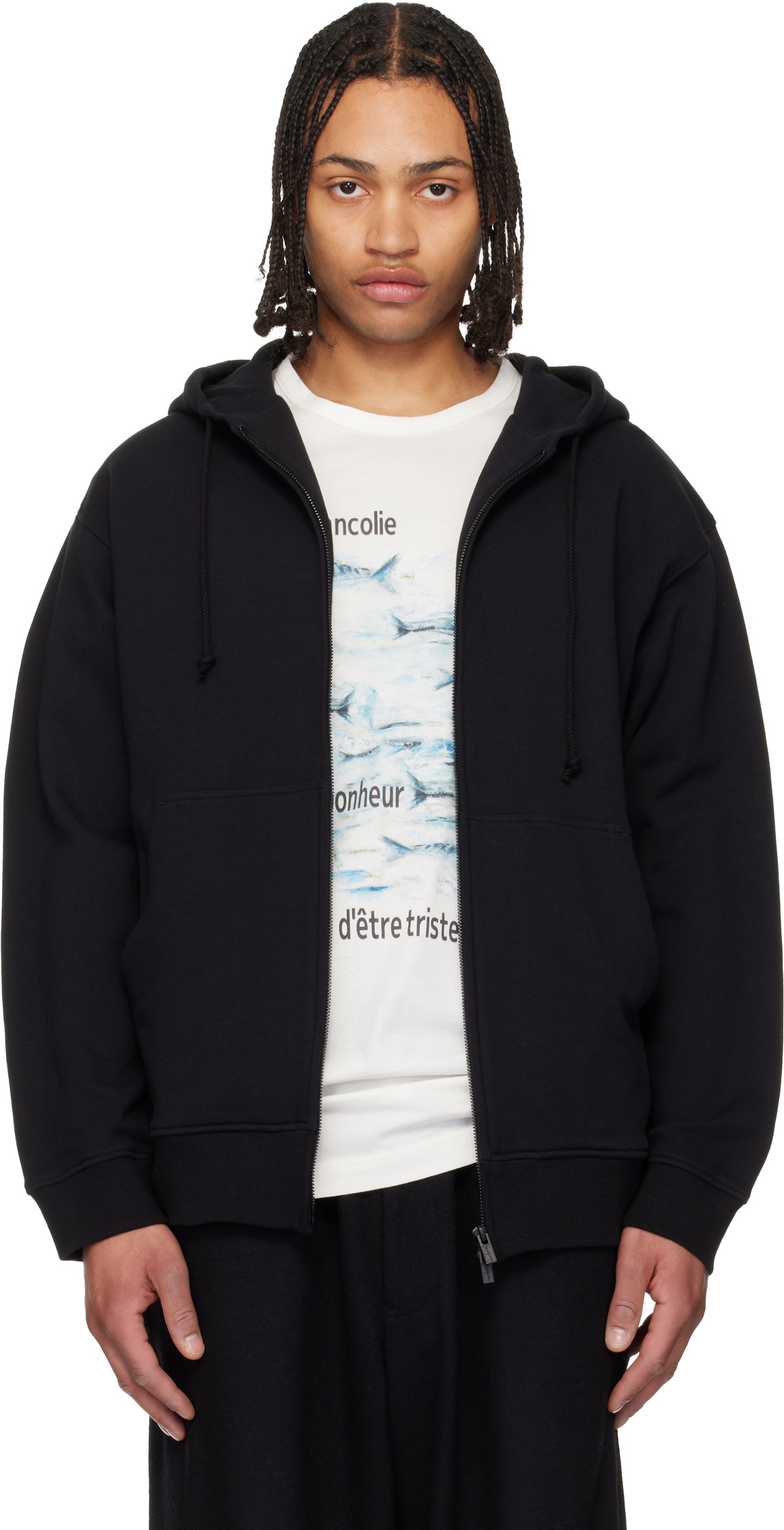 Yohji Yamamoto Black Zipper Hoodie Yohji Yamamoto