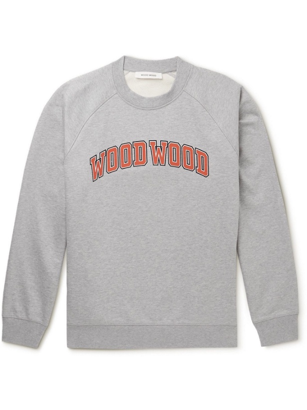 Photo: Wood Wood - Hester Logo-Print Organic Cotton-Jersey Sweatshirt - Gray