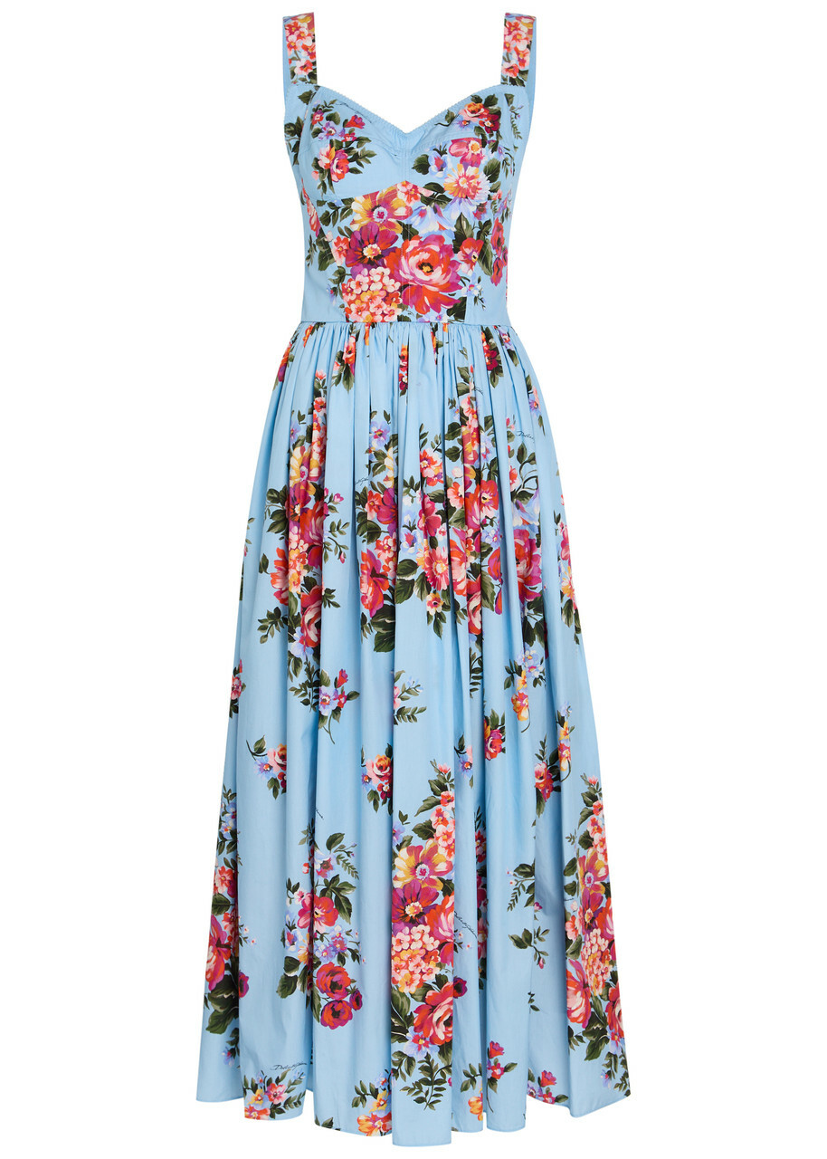 Dolce & Gabbana Floral-print Cotton-poplin Maxi Dress Multicoloured 1