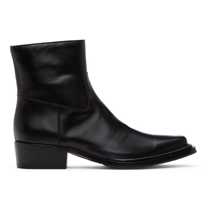 Photo: Acne Studios Black Square-Toe Zip Boots