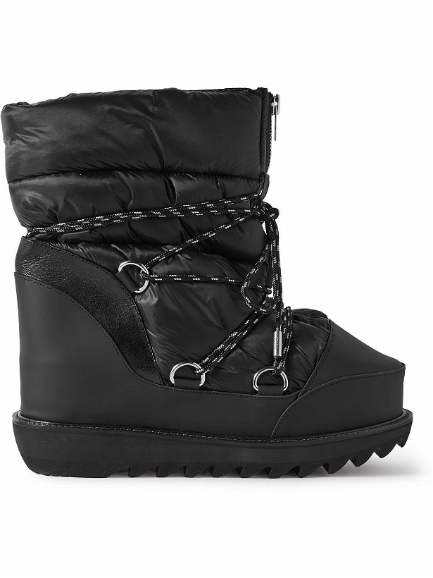 Photo: Sacai - Quilted Shell and Leather Lace-Up Boots - Black