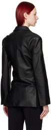 JACQUEMUS Black Les Sculptures 'La veste Tibau cuir' Leather Jacket
