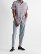 ONIA - Samuel Floral-Print Linen-Chambray Shirt - Blue