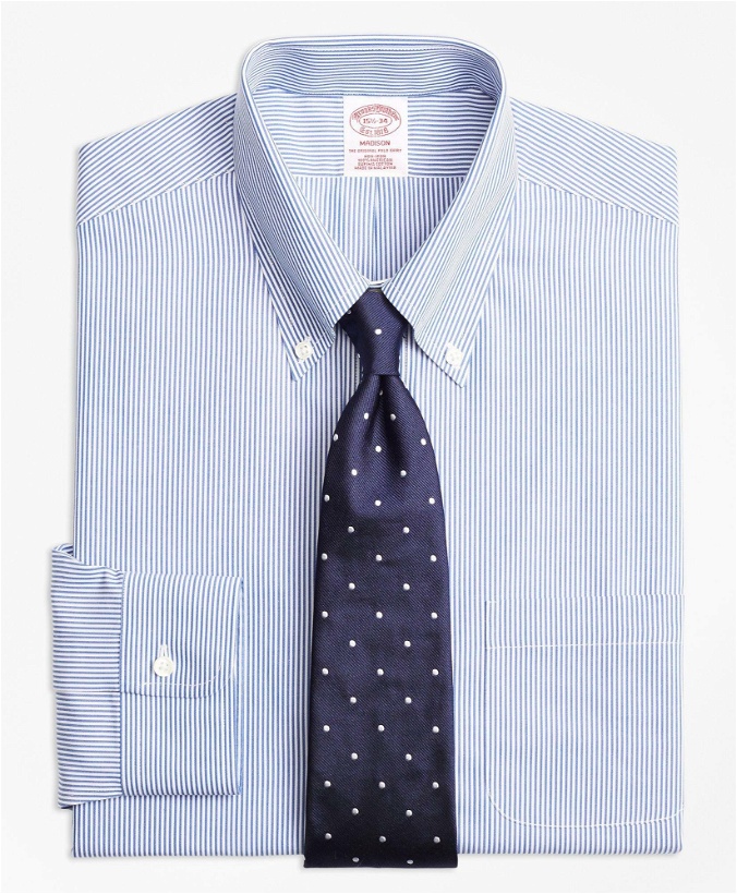 Photo: Brooks Brothers Men's Madison Relaxed-Fit Dress Shirt, Non-Iron Candy Stripe | Blue