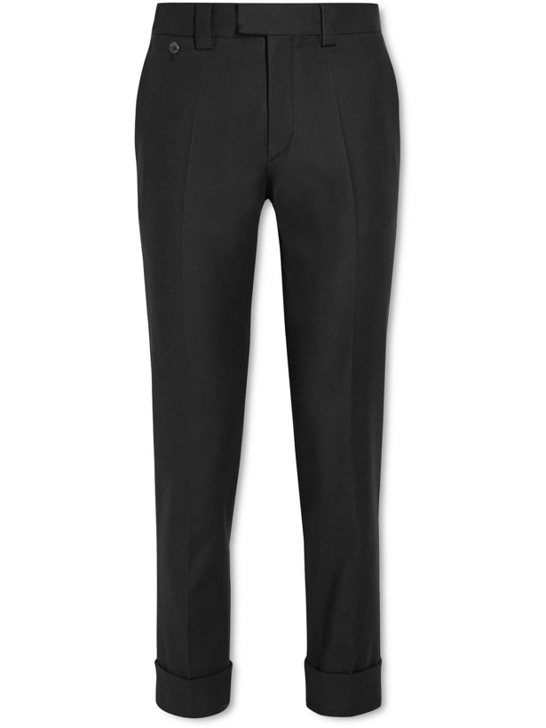 Photo: Agnona - Slim-Fit Stretch Cotton-Blend Twill Trousers - Black