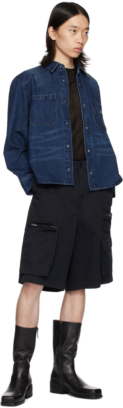 lesugiatelier Navy Pin-Tuck Denim Shirt