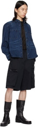 lesugiatelier Navy Pin-Tuck Denim Shirt