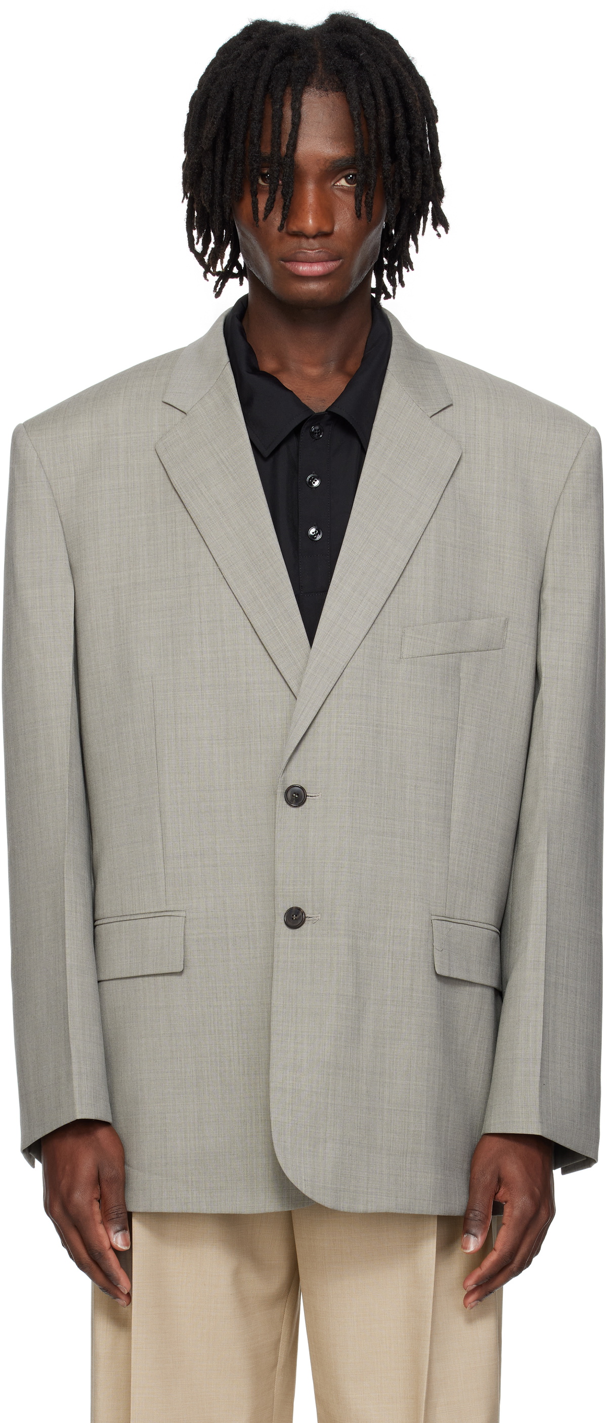 RECTO Gray Oversize Single Breasted Blazer