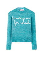 MC2 Saint Barth Woman Crewneck Soft Crop Sweater With Sundays Are For Coccole Embroidery