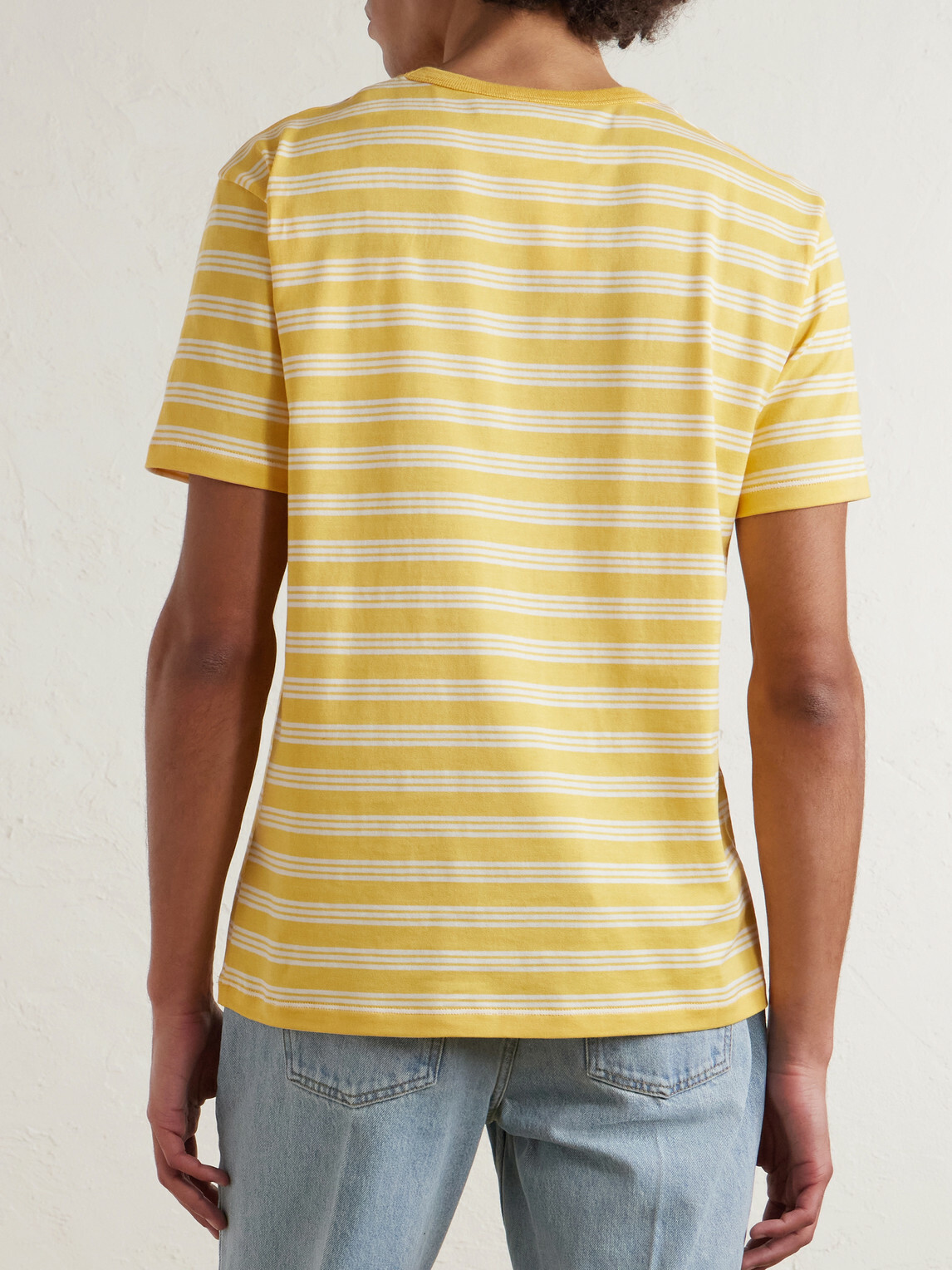 Valentino Garavani - Striped Printed Cotton-Jersey T-Shirt - Yellow