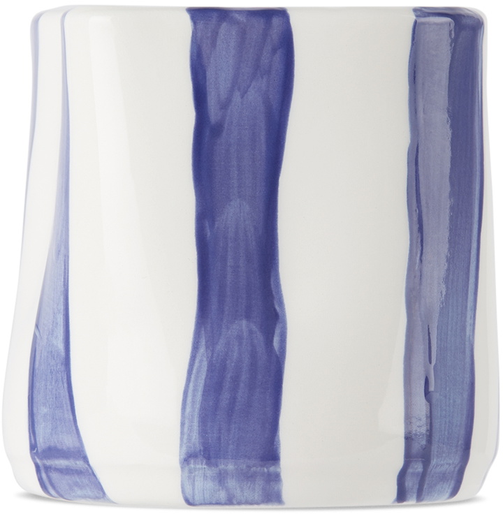 Photo: Rhea Kalo Blue & White Stripes Large Candle