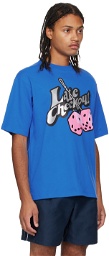 Late Checkout Blue Printed T-Shirt