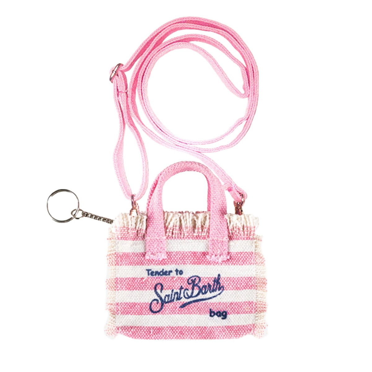 MC2 Saint Barth Pink Striped Cotton Canvas Key Holder