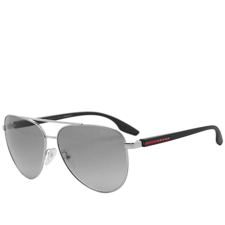 Photo: Prada Eyewear Men's Prada 0PS 52WS Linea Rossa Sunglasses in Silver