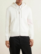 Thom Browne - Striped Cotton Zip-Up Hoodie - White