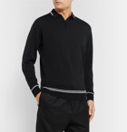 John Smedley - Treeby Contrast-Tipped Wool Polo Shirt - Black