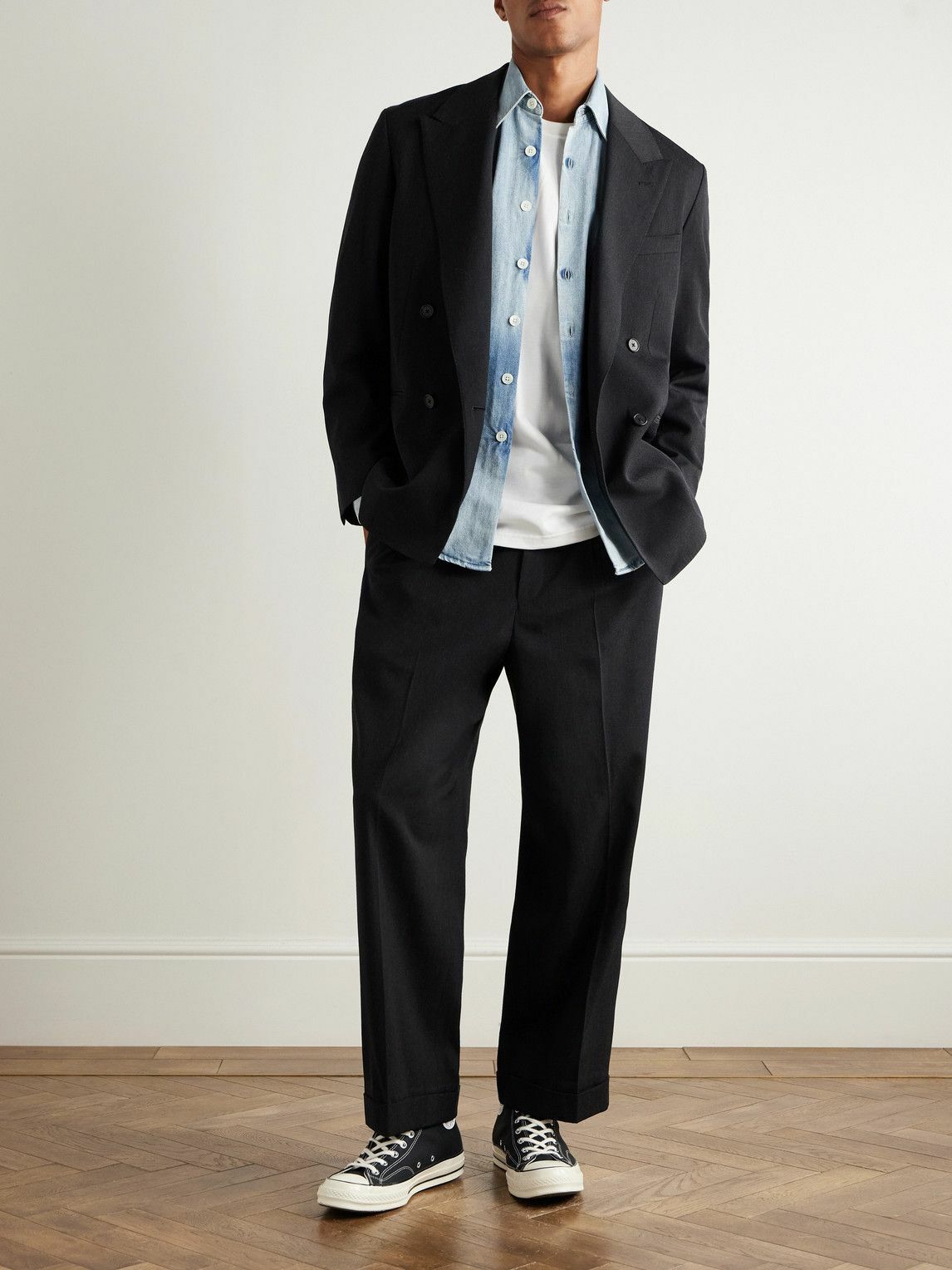 A.PRESSE - Straight-Leg Wool-Twill Trousers - Gray A.PRESSE