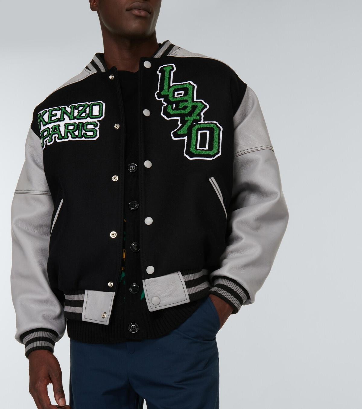 Kenzo - Tiger Varsity leather-paneled varsity jacket