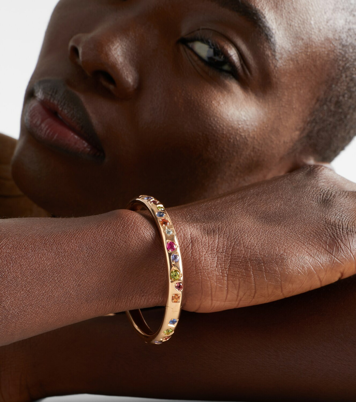 Pomellato Iconica 18kt rose gold bangle with gemstones