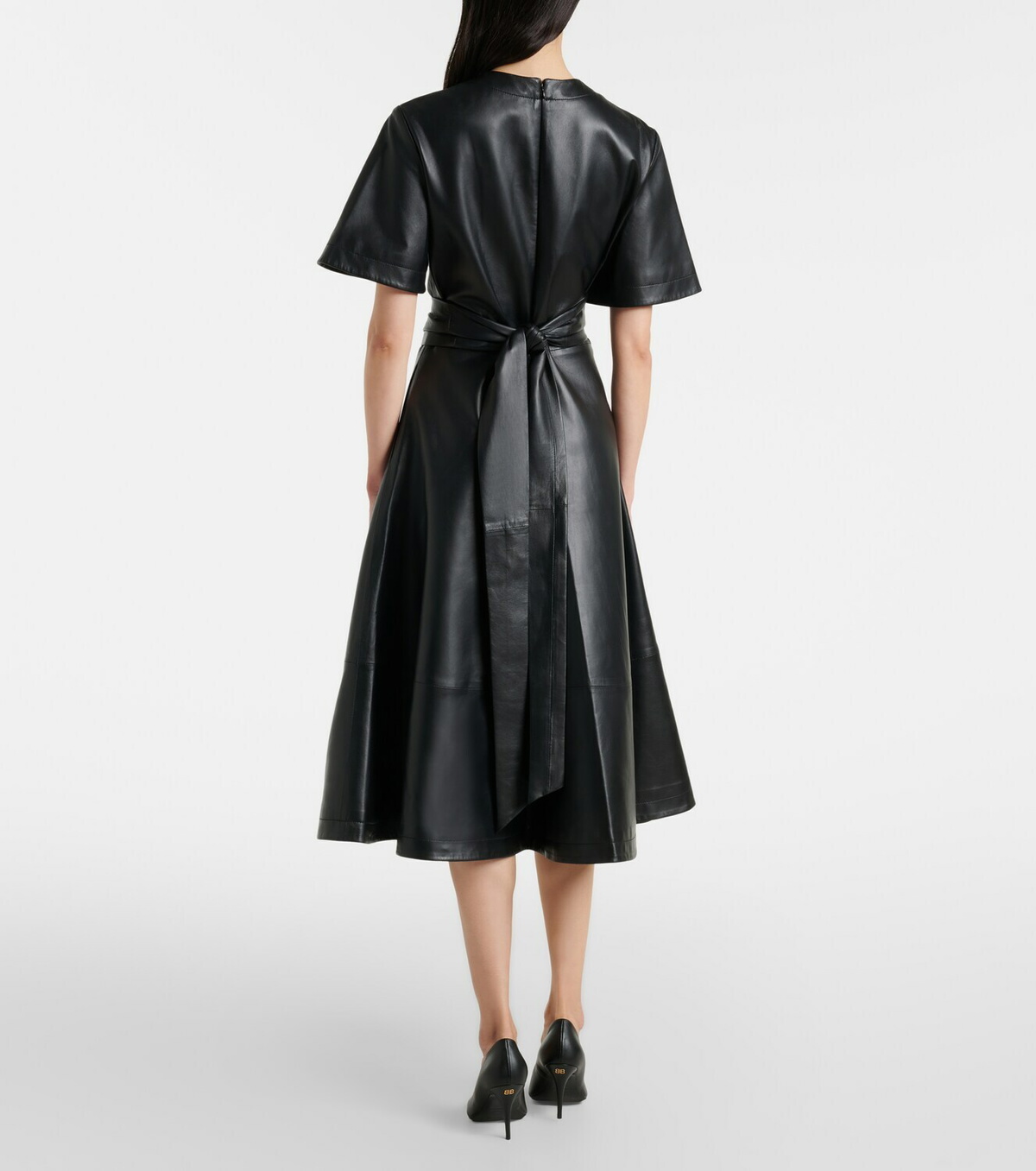 Altuzarra Gathered leather midi dress