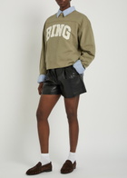 Anine Bing Trent Leather-blend Shorts Black