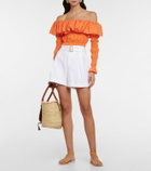 Caroline Constas Lydia polka-dot off-shoulder top