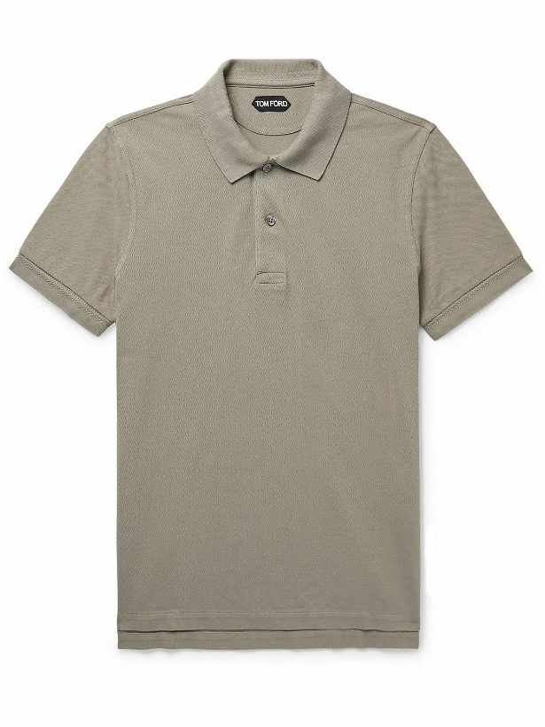 Photo: TOM FORD - Garment-Dyed Cotton-Piqué Polo Shirt - Brown