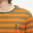 Polo Ralph Lauren Men's Stiped T-Shirt in Sailing Orange/Dark Sage