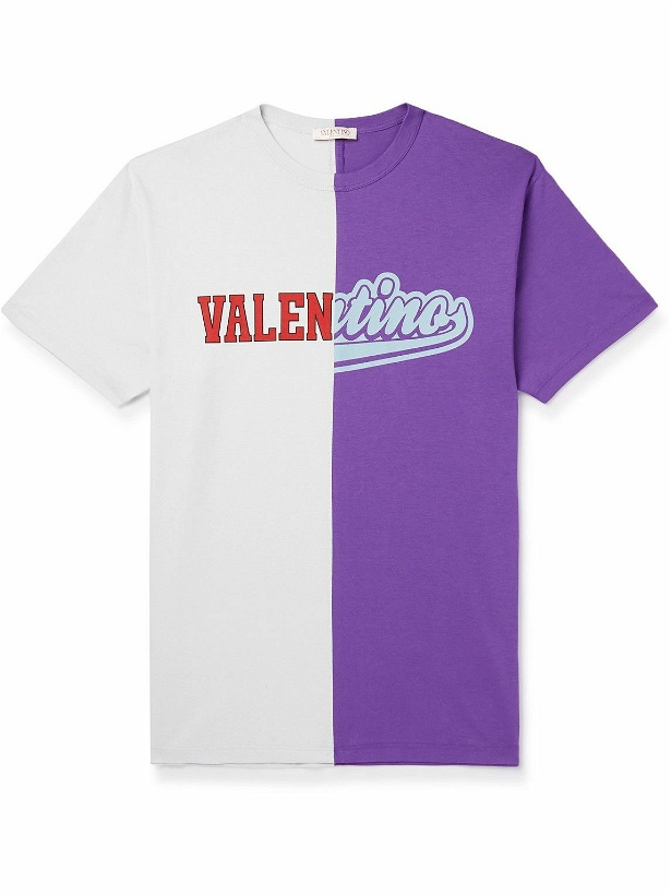 Photo: Valentino - Logo-Print Cotton-Jersey T-Shirt - Purple