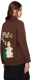 Bode Brown Fir Shawl Collar Cardigan