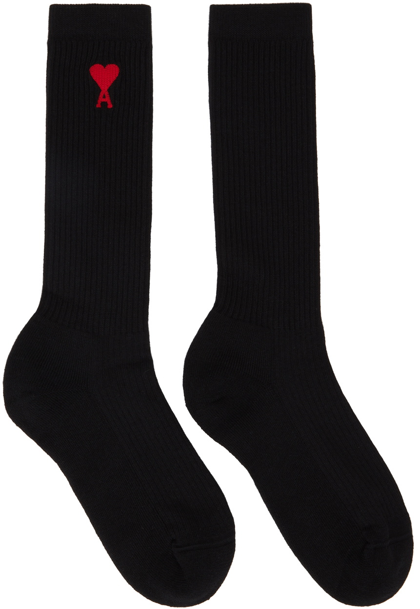 AMI Paris Black Ami de Cœur Socks