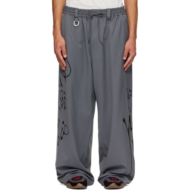 Photo: Y-3 Gray Chito Edition Graphic Wide Wool Trousers