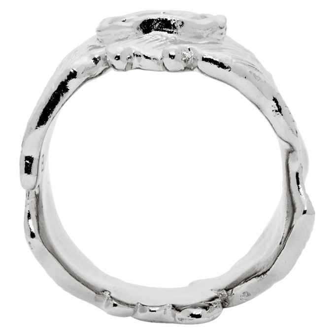 Gucci Silver Interlocking G Textured Band Ring