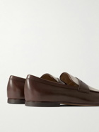 Tod's - Canvas-Trimmed Leather Penny Loafers - Brown