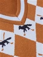 Maison Kitsuné - Profile Fox Argyle Jacquard-Knit Golf Sweater Vest - Orange