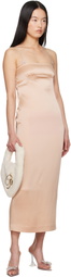 Blumarine Pink Satin Rhinestone Midi Dress