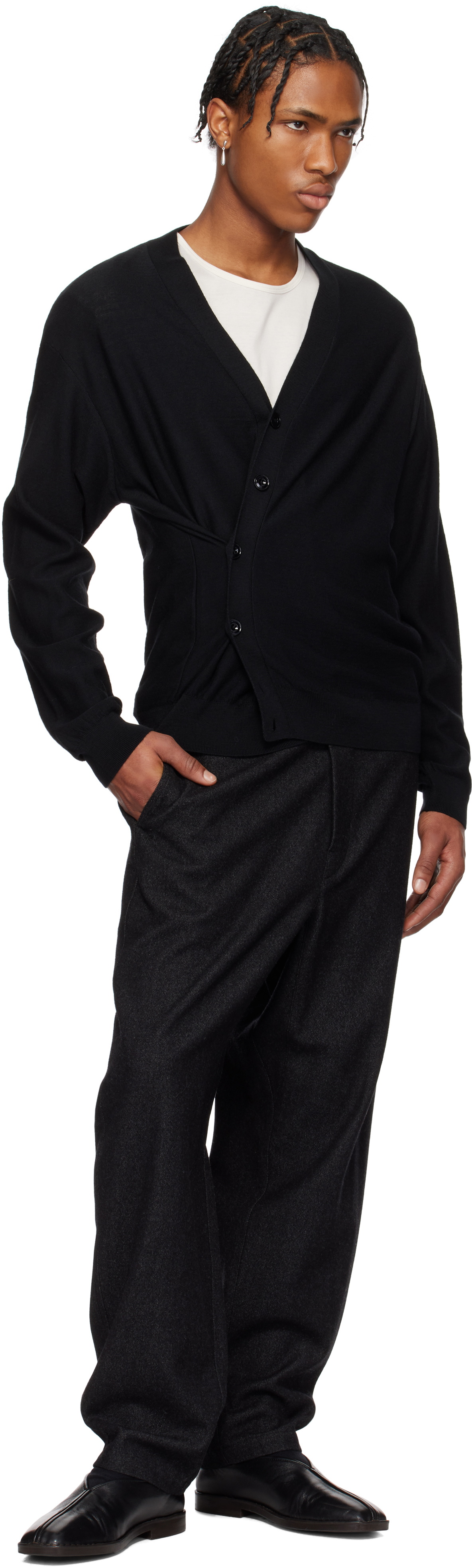 LEMAIRE Black Relaxed Twisted Cardigan Lemaire