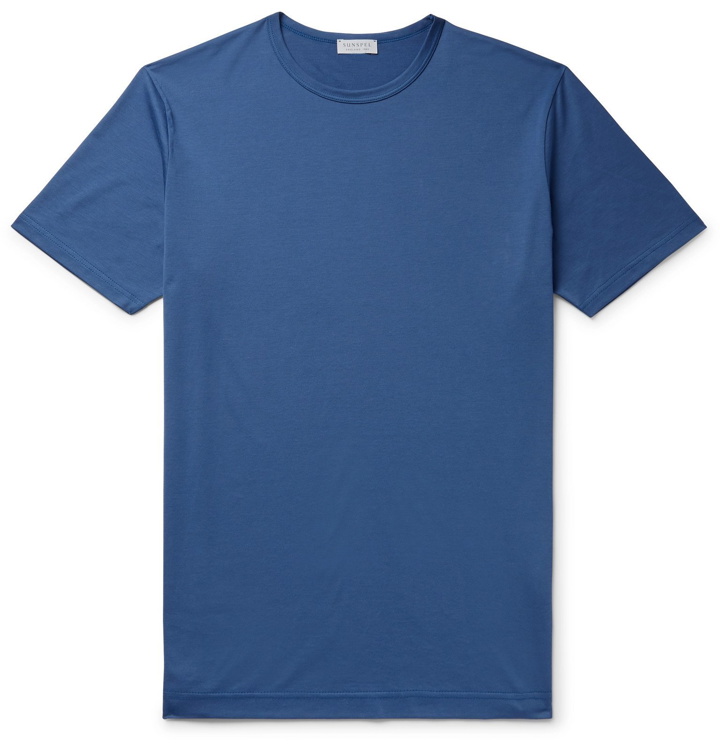 Photo: Sunspel - Slim-Fit Cotton-Jersey T-Shirt - Blue