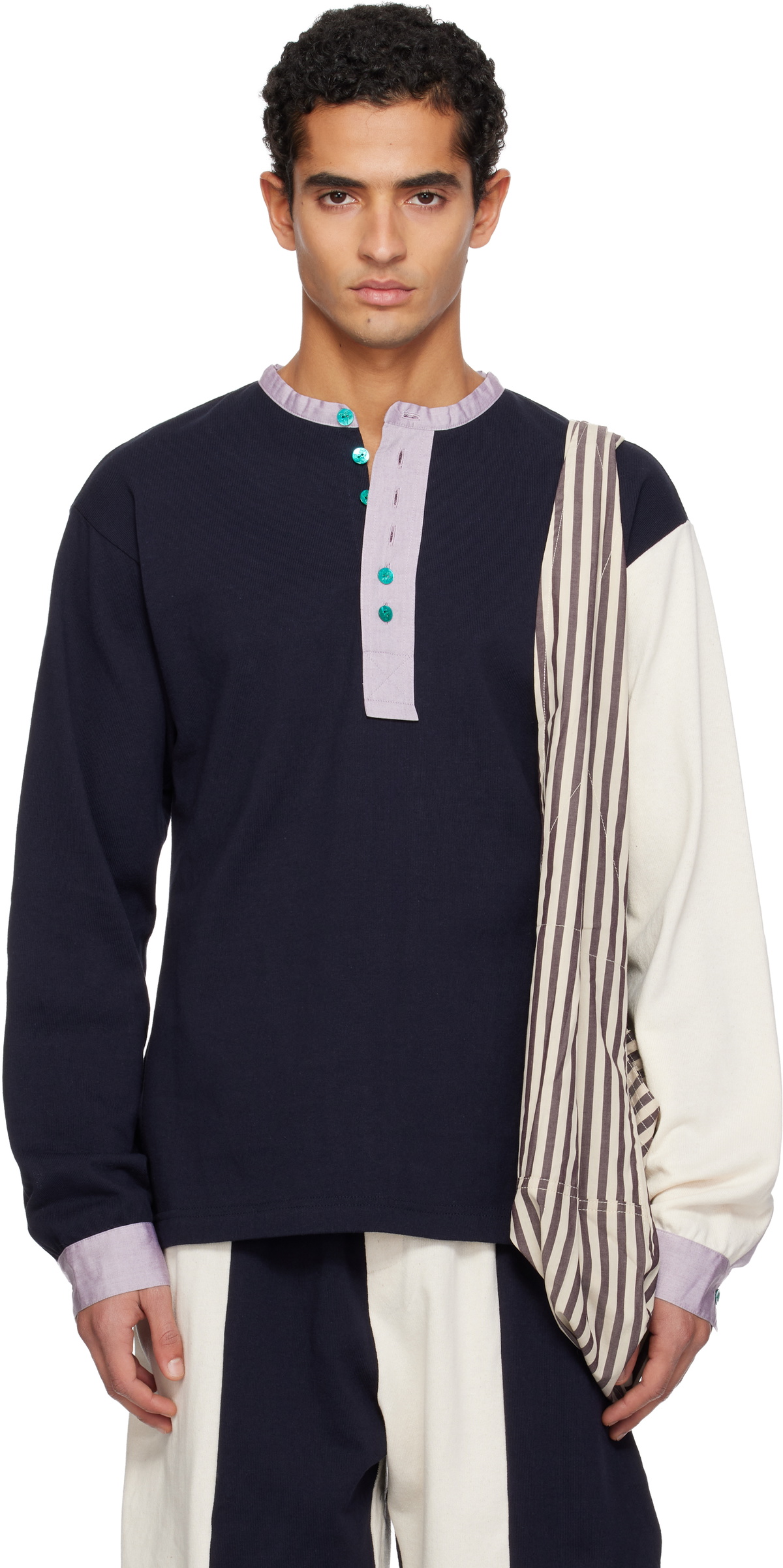 SC103 SSENSE Exclusive Navy & Off-White Guardian Henley
